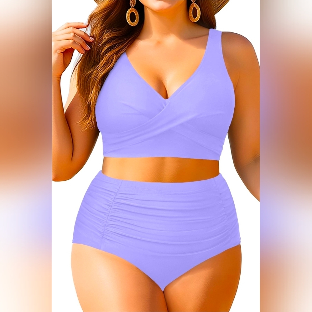 Elegant Lilac High-Waisted Bikini Set
